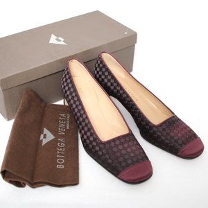 Bottega Veneta Purple Satin Woven Square Toe Pumps Sz 8.5